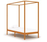 vidaXL Solid Pine Wood Canopy Bed Frame Honey Brown 100x200cm Single Beds
