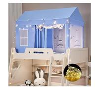 Canopy Bed Frame Stainless Steel with Curtains - Elegant Bed Netting Canopy for Girls with Lights Twin Top Bunk Bed Tent Canopy with Frame
