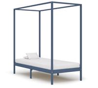 Vidaxl Canopy Bed Frame Grey Solid Pine Wood 100X200 Cm, Grey