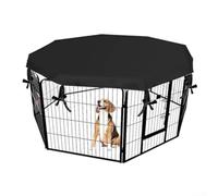 Canopy Cover For 8 Panel Dog Playpen, For Protection From Sun And Rain, Constructed Of High Grade 210D Oxford Fabric For Pets(Black)