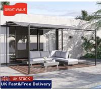 Canopy Metal Wall Gazebo Grey 4×3m Decorative Outdoor Shelter