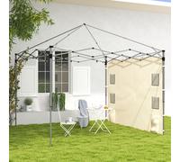 Outsunny Side Panel for 3x3 m Pop Up Gazebos, 1 Pack Sidewall Only, Beige - Beige - Oxford Fabric, Nylon Mesh - 295W x 195H cm