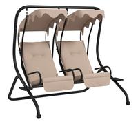 Canopy Swing 2 Separate Relax Chairs Handrails Cup Holders Beige