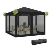 Canopy Tent 295x295cm Black 260cm High Portable Pop-Up Gazebo with Mesh Curtains