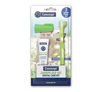 Canosept Dog Dental Care Kit (3 pieces) - dog toothbrush and toothpaste - dog toothbrush finger - dog teeth cleaning products - plaque remover for dogs teeth - dog breath freshener
