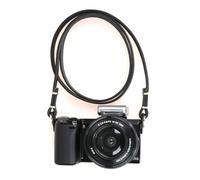 CANPIS Genuine Leather Camera Strap Vintage Camera Shoulder Strap Handmade Camera Neck Belt for Mirrorless Cameras Sony Nikon Canon Olympus Fuji (Black)