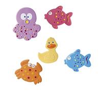 Canpol Babies 5-Piece Bath Mat Set, Animals, Plastic, Multiolor, Non-Slip Suction Cups