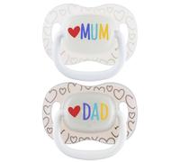CANPOL Babies Air Flow Symmetrical Silicone Soother, Mum & Dad Theme, Glow in the Dark, 0-6 Months, 2 Pcs
