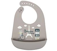 Canpol babies Bonjour Paris Silicone Baby Bib, gray, One Size