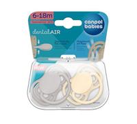 Canpol Babies DentalAir Soother, 6-18m+, Ultra-Flat Silicone Nipple, Orthodontic Design, Cream