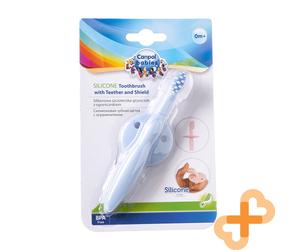CANPOL BABIES Silicone Toothbrush with Teether and Shield Blue 51/500 for Gums