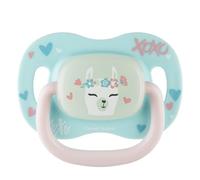 Canpol Symmetrical Silicone Pacifier EXOTIC, Safe Silicone, Symmetrical Shape Eraser, Comfortable Handle, Glow in the Dark (18 m+, Lama)