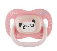 Canpol Symmetrical Silicone Pacifier EXOTIC, Safe Silicone, Symmetrical Shape Eraser, Comfortable Handle, Glowing Elements in the Dark (6-18 m, Panda)