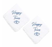 CanQuanSWZX 2PCS Wedding Day Handkerchiefs in White Cotton with Trim - Sentimental Gifts for the Bride and Mother of the Bride
