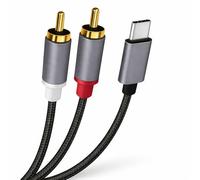 CanQuanSWZX USB C to Dual Phono Audio Cable 1m with Left/Right Connectors for Amplifiers, Speakers or Mixers, Compact USB C to Aux Adapter Style Lead for Stereo Systems and Home Entertainment