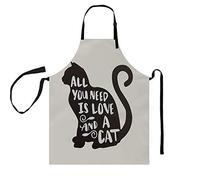 CANSEGO Apron Cat Cute Animal Kitten All You Need Is Love and a Cat Lover Quote Cooking Aprons Adjustable Bib Large Unisex Home Waterproof Aprons for Gardening Women Men Cook