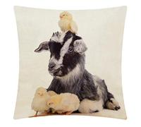 CANSEGO Farm Animals Cute Newborn Goat and Chickens Throw Pillow Case,Cotton Linen Cushion Cover Square Standard Home Decorative for Sofa Bedroom Men/Women 18x18 Inch