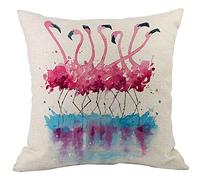 CANSEGO Flamingo Pillowcases Watercolor Pink Bird Wildlife Animal Flamingos in Blue Water Throw Pillow Cushion Covers Cotton Linen for Men Women Boys Girls Living Room 18x18 Inch