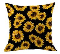 CANSEGO Sunflower Throw Pillow Cover Floral Yellow Flower Blossom Petals Plant Pillowcases Home Decorative Cotton Linen Pillow Cushion for Sofa Chair 18x18 Inch