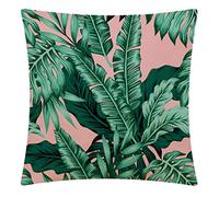CANSEGO Tropical Banana Green Leaves Throw Pillow Case,Cotton Linen Cushion Cover Square Standard Home Decorative for Sofa Bedroom Men/Women 18x18 Inch
