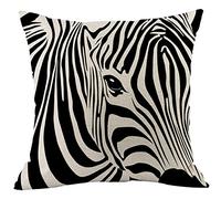 CANSEGO Zebra Throw Pillow Cover Black White Zebra Animal Skin Stripes Pillowcases Home Decorative Cotton Linen Pillow Cushion for Sofa Chair 18x18 Inch