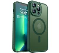 CANSHN Magnetic Compatible with iPhone 13 Pro Case(6.1 Inch), Upgraded [Full Camera Protection] [Compatible with Magsafe] [Translucent Matte] Shockproof Protective Phone Case Cover - Deep Green