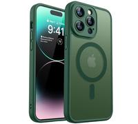 CANSHN Magnetic Compatible with iPhone 14 Pro Max Case(6.7 Inch), Upgraded [Full Camera Protection] [Compatible with Magsafe] [Translucent Matte] Shockproof Protective Phone Case Cover - Deep Green