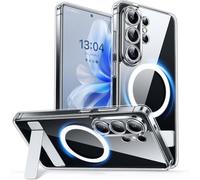 CANSHN Magnetic for Samsung Galaxy S26 Ultra Case(6.9") with Durable Metal Stand, Upgraded [Full Camera Protection] Transparent Back, Hard Case Cover, Clear