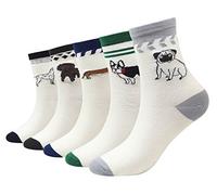 Cansok Men Animal Crazy Novelty Dress Crew Socks (Dachshund Pug Bull Dog - 5 pairs)
