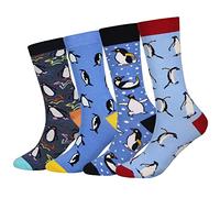 Cansok Men's Animal Funky Novelty Dress Crew Socks (Penguin - 4 pairs)