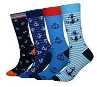 Cansok Men's EUR 42-46 Anchor Socks Navy Marine Gift Crazy Novelty Dress Crew Calf Socks (Anchor)