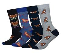 Cansok Men's EUR 42-46 Fox Socks Animal Gift Crazy Novelty Dress Crew Calf Socks (Fox)
