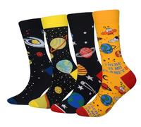 Cansok Men's EUR 42-46 Planets Socks Planetary Universe Outer Space Solar System Gift Crazy Novelty Dress Crew Calf Socks (Planets)