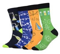 Cansok Men's EUR 42-46 Science Socks Mathematics Physics Chemistry Gift Crazy Novelty Dress Crew Calf Socks (Physics Chemistry)