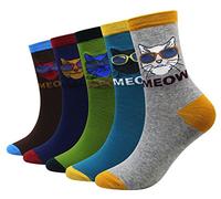 Cansok Men's Novelty Funny Happy Calf Dress Crew Socks