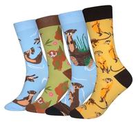 Cansok Men's Novelty Funny Happy Calf Dress Crew Socks