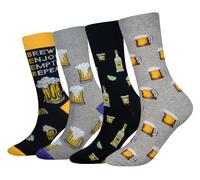 Cansok Men's Novelty Funny Happy Calf Dress Crew Socks