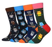Cansok Men's Novelty Funny Happy Calf Dress Crew Socks