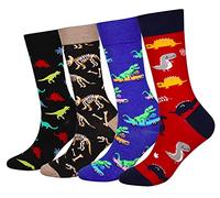 Cansok Men's Novelty Funny Happy Calf Dress Crew Socks