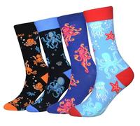 Cansok Men's Octopus Socks Animal Gift Funky Novelty Dress Crew Socks (Octopus - 4 pairs)