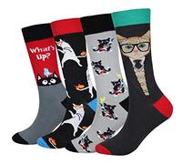 Cansok Men's Socks 4 Pairs Mens Novelty Elephant Socks