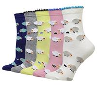 Cansok Women Animal Novelty Dress Crew Socks (Sheep - 5 pairs)
