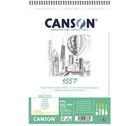 CANSON 1557 Extra White 120gsm A4 Sketch Paper, Light Grain, 50 Sheets, for Professional Artists & Illustrators