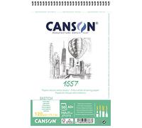 CANSON 1557 Extra White 120gsm A5 Sketch Paper 50 Sheets | Light Grain, Glued Short Side, For Professional Artists & Illustrators