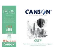 CANSON 1557 Extra White 180gsm A2 Drawing Paper, Light Grain, 30 Sheets, For Professional Artists & Illustrators