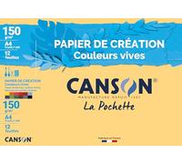 Canson 34135 Colorline Fine Grain Drawing Paper - Bright - A4 150 g (Pack of 12) White