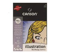 Canson Illustation 250gsm Drawing Paper, high-White Smooth Texture, A3 pad Including 12 Sheets