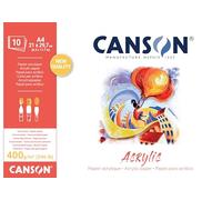 Canson Acrylic, Acrylic Paper, Canvas Grain, 400 GSM, Short Side Glued Pad, A4-21 x 29.7 cm, Natural White