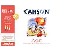 CANSON Acrylic, Acrylic Paper, Canvas Grain, 400gsm, Sheet, A3-29.7x42cm, Natural White, 10 Sheets