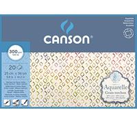 CANSON Aquarelle Watercolour Rough 300gsm Paper 25x36cm 20 Sheets | Natural White Sheets, Block Glued 4 Sides, For Professional Artists